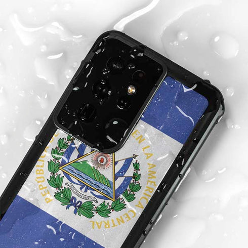 El Salvador Flag Distressed Galaxy S24 Ultra Waterproof Case